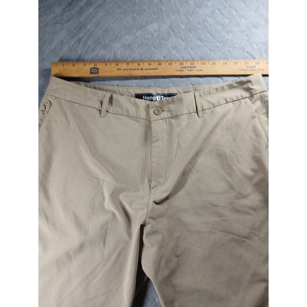 Hang Ten Men's 40 Khaki Hybrid Golf Shorts Tan Stretch Flat Front - Picture 2 of 10